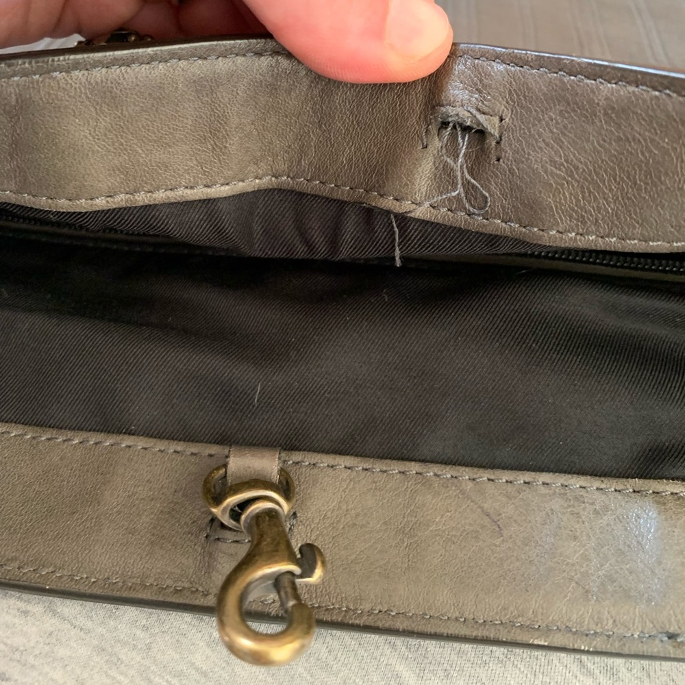 Coach Olive Green Leather Tote with Black Strap and Brass Hardware - Picture 13 of 14
